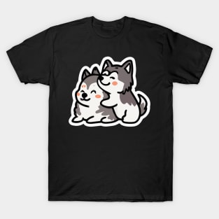 Husky Hugs Retro Dog Lover Malamute T-Shirt